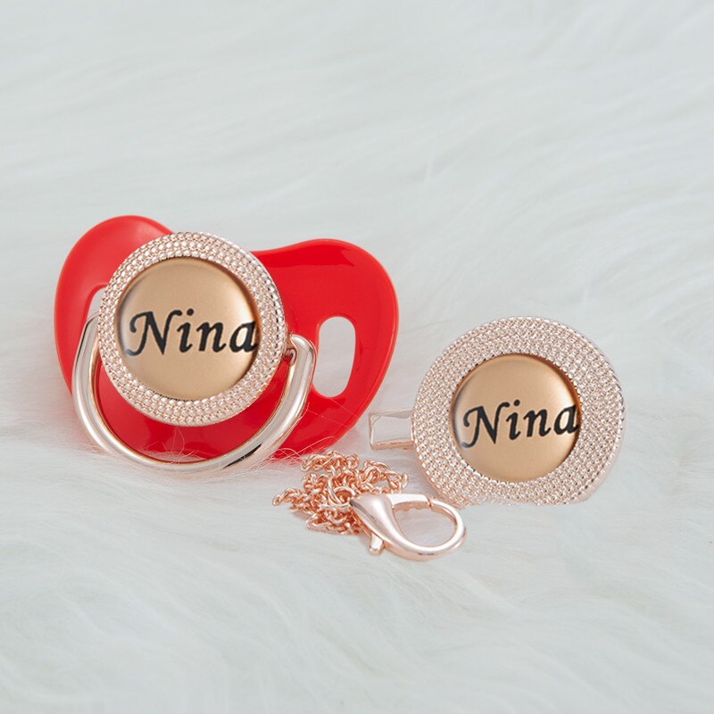 MIYOCAR Personalized any name rose gold bling pacifier and pacifier clip BPA free dummy Luxury unique design pacifier PPG-R