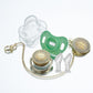 Miyocar Bling Custom Pure Green Pacifiers Bring 3 Replacement Silicone Teat Include All Size for Boy Girl Baby Shower Gift