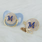 MIYOCAR bling blue Initials blue 3D letter S bling pacifier and pacifier clip BPA free dummy ideal gift baby shower