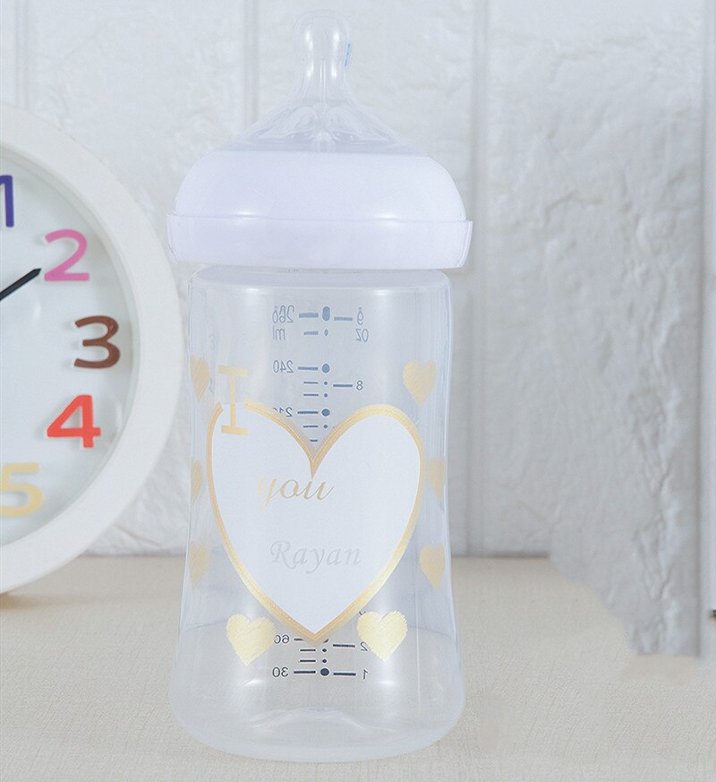 MIYOCAR personalized gold bling baby bottle BPA free plastic 260ml and 150ml bottle lovely baby bottle feeding bottle