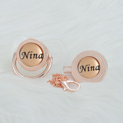 MIYOCAR Personalized any name rose gold  bling pacifier and pacifier clip BPA free dummy Luxury unique design pacifier PPG-R