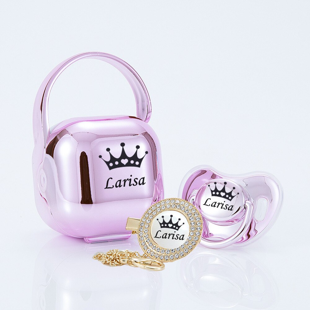 MIYOCAR personalized Metallic purple bling pacifier and clip pacifier box set BPA free dummy Luxury unique color and design