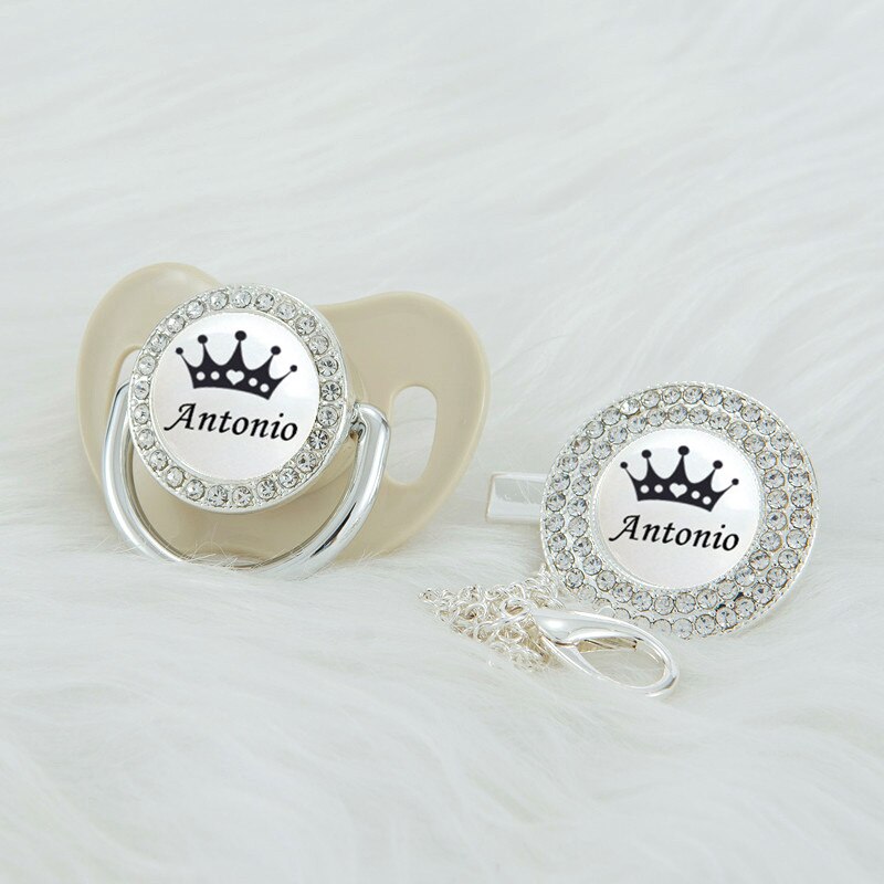 MIYOCAR Personalized black crown bling rose gold pacifier and clip BPA free dummy unique design SGS Approval  PWBC