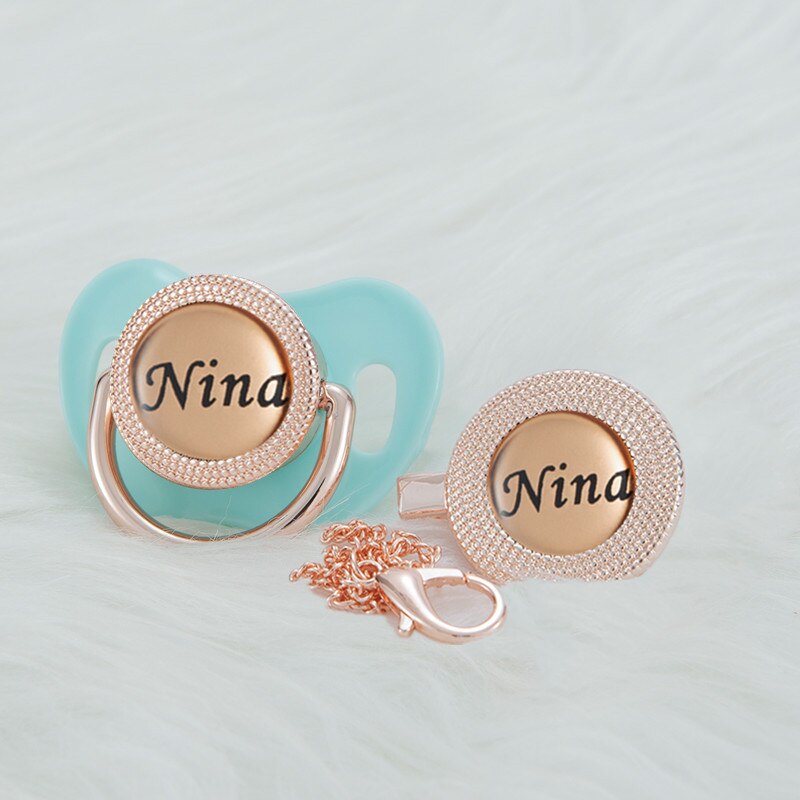 MIYOCAR Personalized any name rose gold  bling pacifier and pacifier clip BPA free dummy Luxury unique design pacifier PPG-R