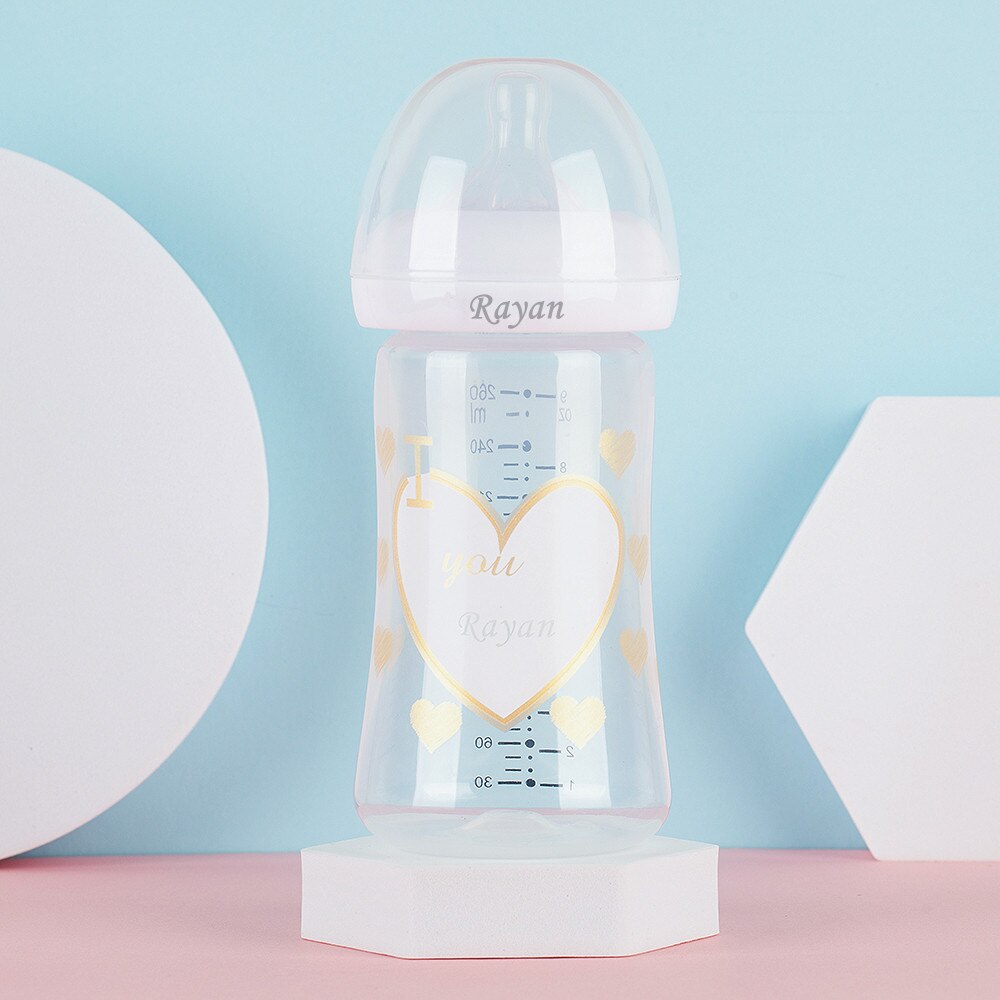 MIYOCAR personalized baby bottle BPA free plastic 260ml and 150ml bottle unique gift for baby lovely baby bottle feeding bottle