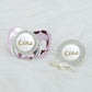 MIYOCAR Personalized rose silver white bling pacifier and pacifier clip BPA free dummy bling unique design PWG-1