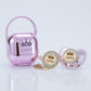 MIYOCAR personalized Metallic purple bling pacifier and clip pacifier box set BPA free dummy Luxury unique color and design