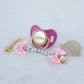 MIYOCAR Personalized any name bling pacifier and pink bow pacifier clip BPA free dummy bling unique design perfect gift