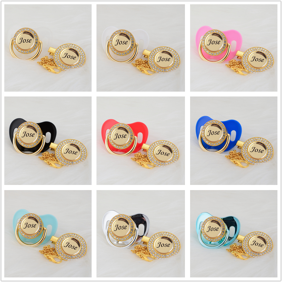 MIYOCAR custom any name can make gold bling pacifier and pacifier clip BPA free dummy bling babyshower gift new