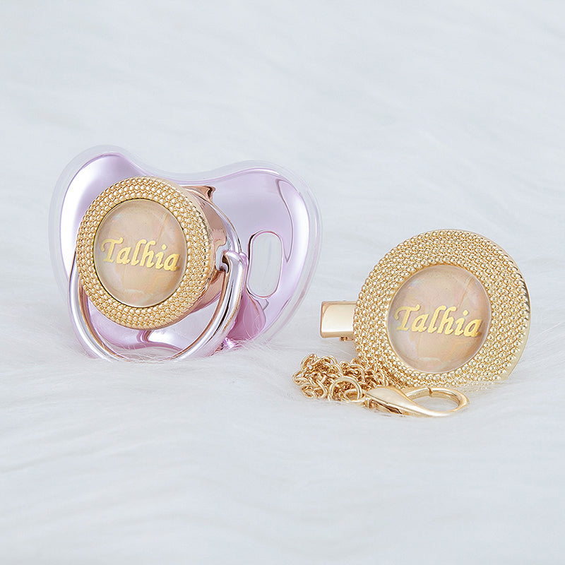 MIYOCAR Personalized any name 18 colors gold bling pacifier and pacifier clip BPA free dummy Luxury unique design pacifier PPG