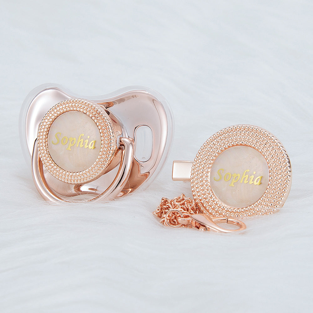 MIYOCAR Personalized any name 18 colors Rose gold bling pacifier and pacifier clip BPA free dummy Luxury unique design pacifier PPG