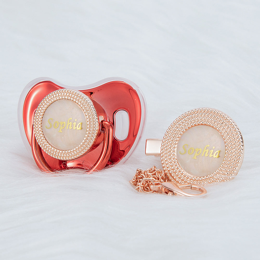 MIYOCAR Personalized any name 18 colors Rose gold bling pacifier and pacifier clip BPA free dummy Luxury unique design pacifier PPG